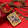 Tangka estilo Xizang Mahakala de Seis Brazos Colgante de Dios Negro de la Riqueza Semi-Pintado a Mano con Adornos Dorados Collar de Xizang Caja Gawu Fábrica de Origen
