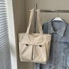 Bolsa Feminina de Veludo Cotelê, Bolsa de Ombro Estilo Coreano para Estudante Universitário, Bolsa Tote Leve com Múltiplos Bolsos, Bolsa de Mão Simples, Bolsa de Grande Capacidade