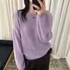 Top de punto de manga larga de un solo hombro para mujer 2026 Otoño/Invierno Nuevo Estilo Holgado Perezoso Suéter Top de Manga Larga Suave Delgado