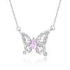 Collar de Plata de Ley 925 Mariposa de Ensueño para Mujer con Lujoso Colgante de Circonita, Cadena para el Pecho, Accesorios de Joyería