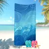 Toalla de Playa de Microfibra Estilo Simple Más Vendida Transfronteriza de Amazon para Vacaciones en la Costa, Toalla de Baño Ola del Océano Azul