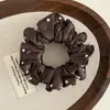 Goma de pelo de satén perlado de alta gama estilo coreano para mujer, alta elasticidad, para coleta, moño retro, versátil