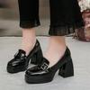 Zapatos de plataforma de tacón alto pequeños para mujer, zapatos de una sola capa con hebilla de punta redonda, nuevos zapatos Mary Jane europeos y americanos de primavera 2024, suela gruesa