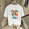 Verão Moda Simples Padrão Gola Redonda Moda Camiseta Manga Curta Moda Marca de Moda Preguiçoso Diário All-match Moda Masculina Jovem