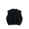 Outro Colete Tricot V-Neck Estilo Coreano Retrô Novo Suéter Tricot para Meninos e Meninas, Colete Tricot Estilo Infantil