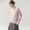 Nuevo Suéter de Cachemira para Mujer 2025 Otoño Nicho Diseño Original Versátil Cuello Cruzado Asimétrico