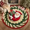 Alfombra Redonda de Cristal Terciopelo para Suelo de Navidad, Fácil de Cuidar, Alfombra Resistente al Desgaste, Alfombra Decorativa para Sala de Estar y Dormitorio en Casa, Transfronterizo