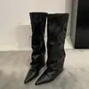 Nueva colección de otoño: Botas de pierna recta, corte ajustado, estilo retro para mujer, con punta fina y diseño de caña alta, moda 2026