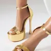 Tallas 40-46 Estilo Europeo y Americano Sandalias de Tacón Fino para Mujer Amazon, Sandalias Romanas de Verano para Mujer, Plataforma Impermeable Tacones Super Altos