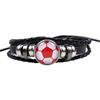 Comercio electrónico transfronterizo europeo y americano fútbol baloncesto tenis pulsera de cuero cadena tejida de cuentas de abalorios estilo punk para hombre venta al por mayor
