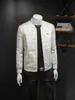 Chaqueta de cuadros estilo europeo para primavera y otoño para hombre, cuello alto, top juvenil versión coreana de corte ajustado, chaqueta nueva para hombre con cuello de béisbol, moderna