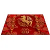 Alfombra para Puerta Principal Año del Caballo Año Nuevo Rojo Festivo Entrada Nueva Anti-Polvo Antideslizante Alfombra de Piso Alfombra para Puerta Principal
