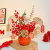 Decoraciones de Año Nuevo, Adornos de Caqui, Flores de Nochevieja, Flores Artificiales, Arreglos de Flores Artificiales, Arreglos Florales, Frutas Rojas, Frutas de la Fortuna, Entrega