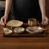 Cerámica rústica wabi-sabi juego de comedor individual vajilla de cerámica para el hogar platos de mesa platos de restaurante tazones de arroz de doble asa platos al por mayor