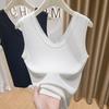 Camisola de Punto de Seda Blanca para Mujer 2025 Nuevo Estilo Verano Ropa Exterior sin Mangas Camiseta Top para Mujer