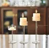 Suministro Directo de Fábrica Portavelas de Vidrio Alto Portavelas para Cena Romántica a la Luz de las Velas Accesorios de Decoración para Banquetes de Boda de Hotel