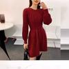 Vestido de Punto Retorcido Otoño e Invierno para Mujer, Cintura Alta Adelgazante, Falda de Punto, Versátil, Nueva Moda para Mujer