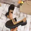 Mocassins de Verão Transfronteiriços Novo Estilo Color Block com Solado Grosso para Mulheres, Tamanho Grande, Comércio Exterior, Solado Macio, Estilo Britânico, Sapatos Casuais Versáteis