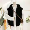 Colete Jaqueta Cardigan Fino com Capuz para Primavera e Outono para Mulheres com Design Estiloso para Mulheres Plus-Size 10-150kg Top Colete Solto Sem Mangas