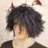 Peluca de Mendigo Peluca Afro de Mascarada Cabello Largo Recto Negro Masculino Tocado Salvaje Peluca de Loco para Actuación en Escenario