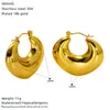 Pendientes Huecos Dorados Brillantes de Acero Inoxidable de Alta Gama Transfronterizos Europeos y Americanos Pendientes Personalizados Sencillos de Lujo Ligero Venta al por Mayor