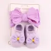 Conjunto de calcetines y diadema para bebés que están aprendiendo a caminar, calcetines cortos antideslizantes, diadema y accesorio para la cabeza de nailon jacquard para recién nacidos
