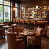 Habitación de Cigarros Estilo Americano Bar de Whisky Sofá, Juego de Mesa y Sillas de Comedor Vintage Estilo Oeste, Asiento Individual de Silla de Tigre Acolchado