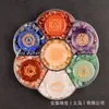Cascalho de Cristal Pedra Bruta Colorida Chakra Flor de Ameixa Conjunto Caixa de Presente Disco Esculpido Caracteres Reiki Ornatos Pedra de Energia