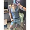 Mochie Cómodo y Casual Simple Cuello en U Ajustado Adelgazante Camiseta sin Mangas Básica con Almohadillas en el Pecho Mq1252