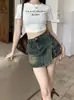Falda vaquera de cintura alta para mujer, nuevo estilo de verano 2026, anti-exposición, adelgazante, falda short vaquera de línea A para petite