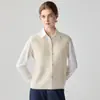 Atuendo para el trayecto: Chal 100% Cachemir para Mujer, Sin Mangas, Cárdigan con Hebilla Metálica, Top de Punto Adelgazante para Usar en Capas