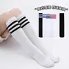 Calcetines de Estudiante con Tres Rayas, Calcetines Deportivos de Poliéster-Algodón de Media Pantorrilla, Calcetines de Fútbol Hasta la Rodilla, Calcetines Largos para Niños