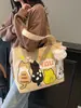Bolsa de Lona para Mulheres, Estilo Coreano, Estilo Preguiçoso, Bolsa Transversal de Grande Capacidade, Mochila Casual Versátil para Estudantes, Bolsa de Ombro para o Dia a Dia