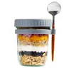 Copo de Aveia Overnight com Tampa Colher Copo para Smoothie Café da Manhã Tigela para Iogurte Copo para Cereal para Levar Lancheira de Frutas