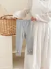 Leggings fofas e grossas, elásticas para primavera e outono, outer de algodão grosso, design de coelho de desenho animado, leggings infantis