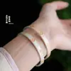 Pulseira de prata 9999 original Fu, design estilo chinês, esmalte, trevo de quatro folhas, pulseira sólida em estilo tradicional chinês, presente para namorada
