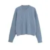 Suéter de Punto Trenzado con Puños de Canalé de Manga Larga, Cuello Redondo Simple, Versátil y Casual, Nuevo de Moda Otoño 2025, Top para Mujer
