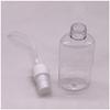 Botella de plástico de poliéster transparente ovalada plana de 80 ml para uso diario, con pulverizador desinfectante para limpieza.