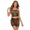 Conjunto de 2 piezas de falda sin tirantes con perforaciones calientes, ropa interior sexy, estilo discoteca, explosiones europeas y americanas de Amazon