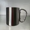 Mosquetão de Aço Inoxidável para Uso Externo Transfronteiriço, Copo para Café de Camada Dupla, Copo de Cerveja, Copo de Água para Acampamento, Copo Portátil para Acampamento