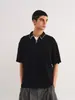 Camisa Polo Texturizada de Manga Corta Estilo Old Money para Hombre Verano Retro Americano Camiseta de Punto con Cuello Camisa de Manga Media Corte Limpio