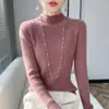 Suéter Cruzado para Mujer 2026, Nuevo Jersey de Punto Base de Manga Larga Otoño/Invierno con Cuello Semi Alto, Ajustado Estilo Coreano