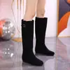 Botas Altas de Plataforma de Gamuza Retro para Mujer 2026 Tendencia Otoño Nuevo Estilo Hebilla de Cinturón Adelgazantes Botas de Tacón Grueso Botas de Montar