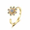 Anillo Giratorio de Flor de Margarita Shake Tone Nuevo Viento de Apertura Ajustable Sentido Avanzado Descompresión Anillo Giratorio