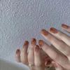 Âmbar Magro High-end Vestindo Nail Art Terminado Curto Tingido Âmbar Phnom Penh Simples Atmosférico Unha Falso Unha Unha Adesivo