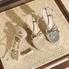 113-11 Sandálias de Salto Alto Stiletto Lindas de Bico Aberto com Tira Única, Plataforma Impermeável Estilo Fada, Sapatos para Festa ao Ar Livre