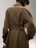 [Shengdu] Invierno Nuevo Estilo Japonés Estilo Casual Lana Pesada Patrón Espiga Maillard Solapa Grande Abrigo para Mujer