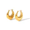 Pendientes Retro Franceses Perezosos de Alta Gama de Acero Inoxidable de Oro de 18K Simples Huecos Pendientes de Hebilla de Oreja Circulares de Nicho para Mujeres
