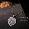 Hermoso collar con gemas de amor en forma de corazón puntiagudo, aretes con borlas de circonita de alto carbono y gota de agua chapados en oro de 18 quilates