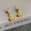 Nuevos Aretes de Moda con Incrustaciones de Diamantes Año del Zodíaco Año de la Serpiente Aretes de Moda Lujo Ligero de Alta Gama Dulces Cool Spice Girl para Mujer